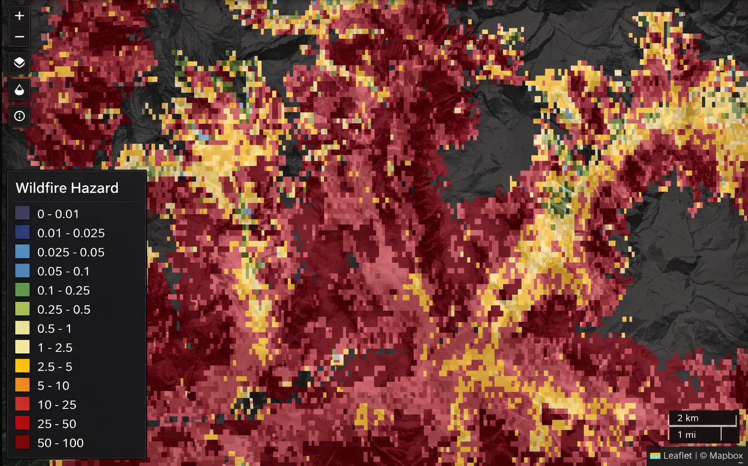 Wildfire Hazard Data — 30-meter resolution example